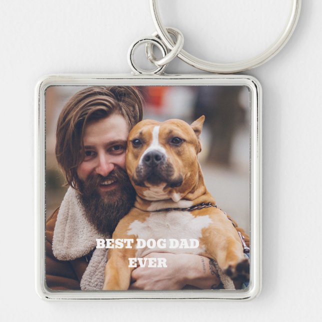 Personalised pet photo best dog dad ever key ring (Front)