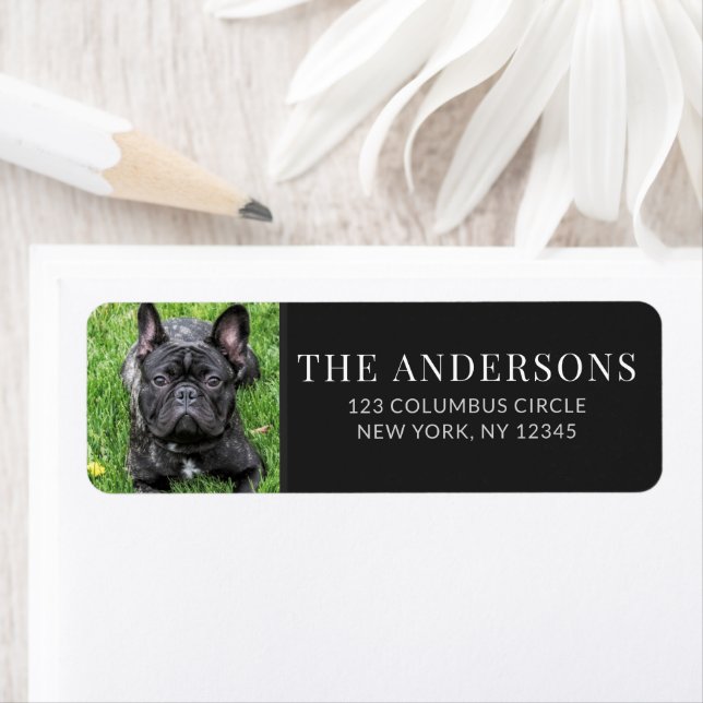 Personalised Pet Photo Black Return Address (Insitu)