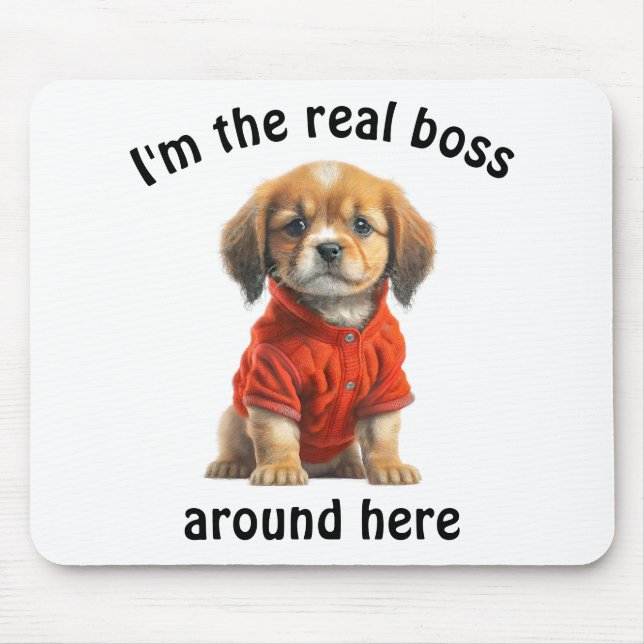 Personalised Pet Photo Boss Dog Mouse Mat (Front)