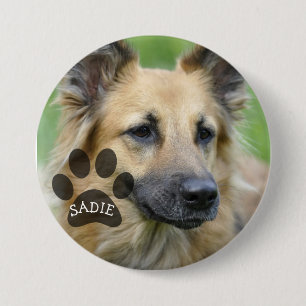 Personalised Pet Photo Button with Paw Print