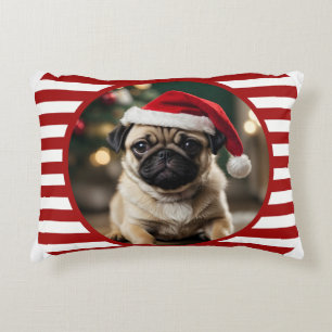 Personalised Pet Photo Candy Cane Red Stripes Decorative Cushion