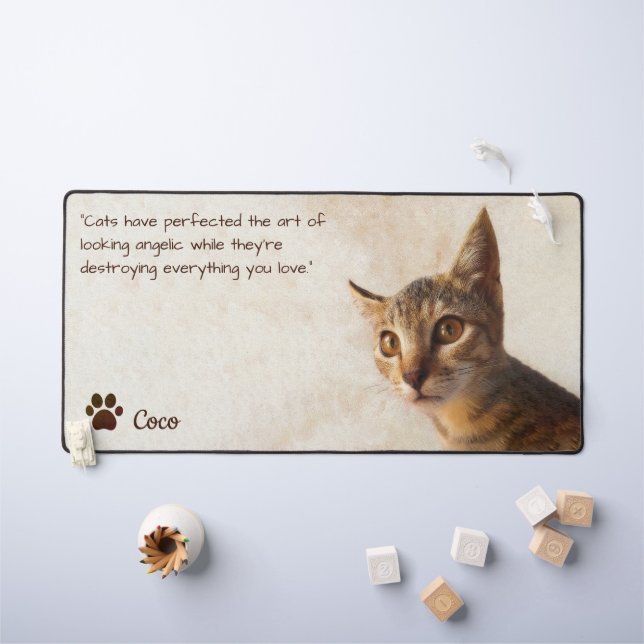 Personalised Pet Photo Cat Dog Lover Template Desk Mat (Kids Table)