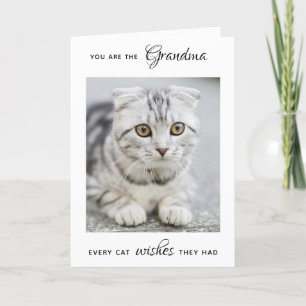 Personalised Pet Photo Cat Grandma Mother's Day H Holiday Card