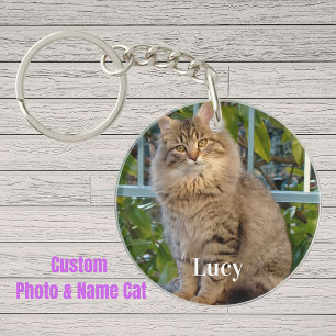 Personalised Pet Photo Cat Lover Keepsake Key Ring