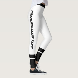 Personalised Pet Photo Cat Mum White Black Stripes Leggings