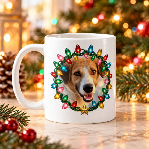 Personalised Pet Photo Christmas Lights Mug