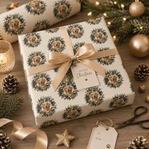 Personalised Pet Photo Christmas Wreath Wrapping P Paper