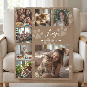 Personalised Pet Photo Collage Cat & Family Cosy  Fleece Blanket