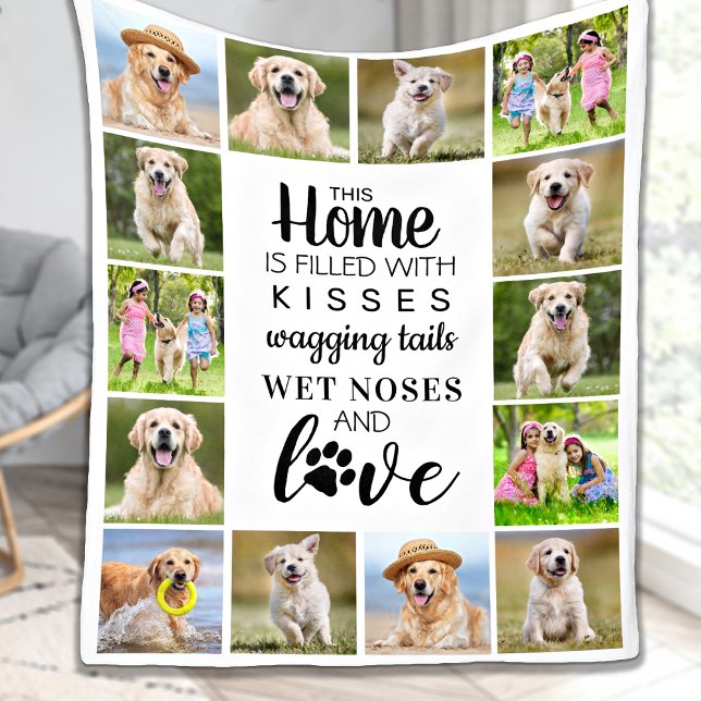Personalised Pet Photo Collage Dog Lover Fleece Blanket (Creator Uploaded)