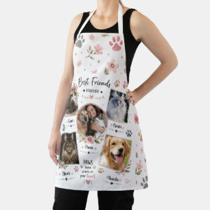 Personalised Pet Photo Collage Floral Paw Print Apron