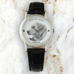 Personalised Pet Photo Custom Caption Dog Paw Watch<br><div class="desc">Your Custom Name and caption in minimal modern typography surrounding a favourite photo of your beloved pet. Whether it is a cat or dog,  this watch will be a perfect memory keepsake for years to come.</div>