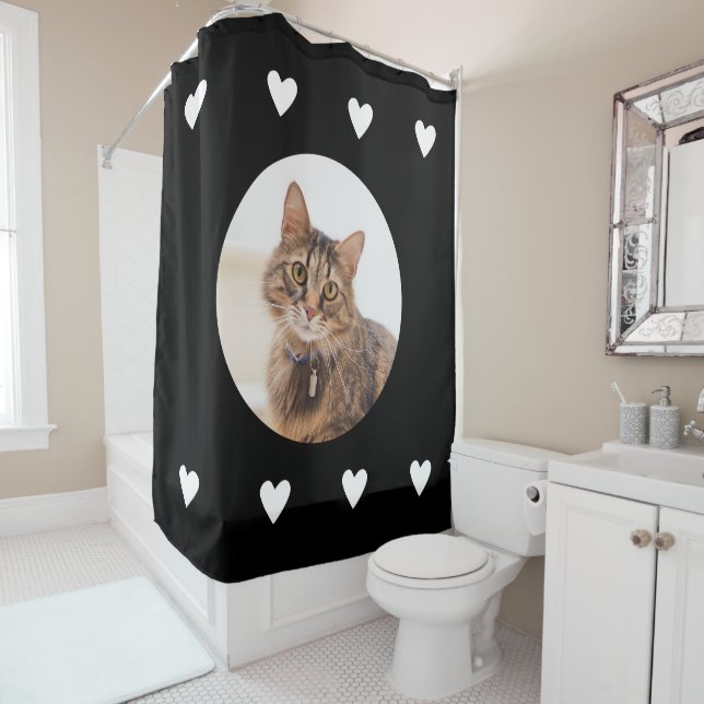 Personalised Pet Photo Cute Cat Shower Curtain (In Situ)