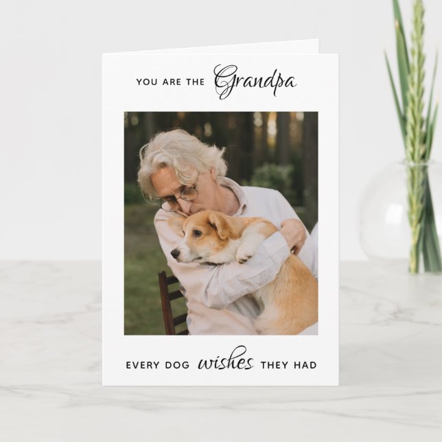 Personalised Pet Photo Dog Grandpa Father's Day Holiday Card (Front)