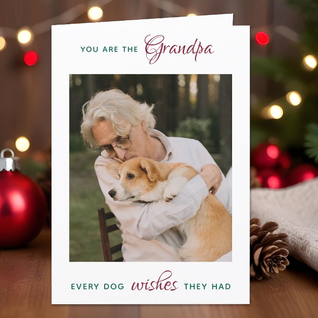 Personalised Pet Photo Dog Grandpa Merry Christmas Holiday Card (Creator Uploaded)
