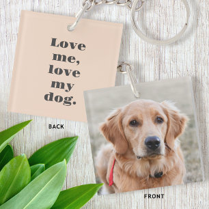 Personalised Pet Photo Dog Lover Dusty Pink Key Ring