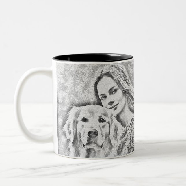 Personalised Pet Photo Dog Lover Keepsake Keychain Two-Tone Coffee Mug (Left)