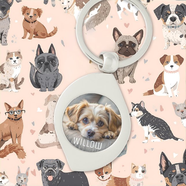 Personalised pet photo dog lover keepsake name  key ring (Creator Uploaded)