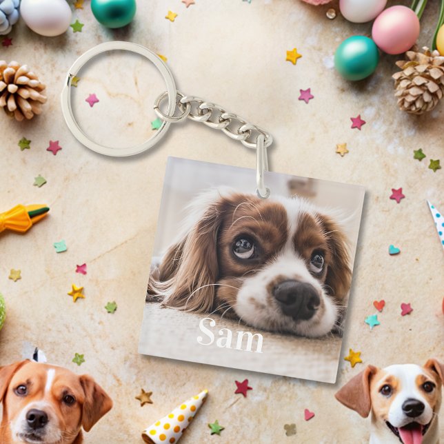 Personalised pet photo dog lover keepsake name  key ring (Creator Uploaded)