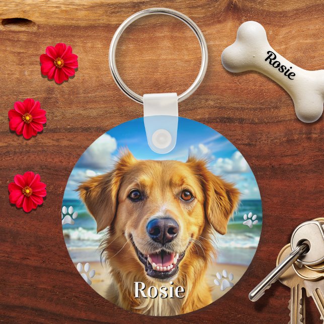 Personalised pet photo dog lover keepsake name key ring (Creator Uploaded)