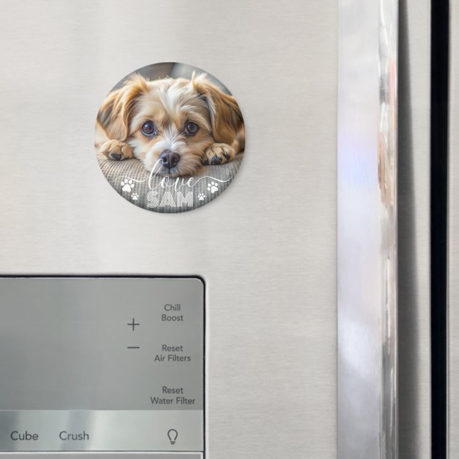 Personalised pet photo dog lover keepsake name  magnet (In Situ (Fridge))