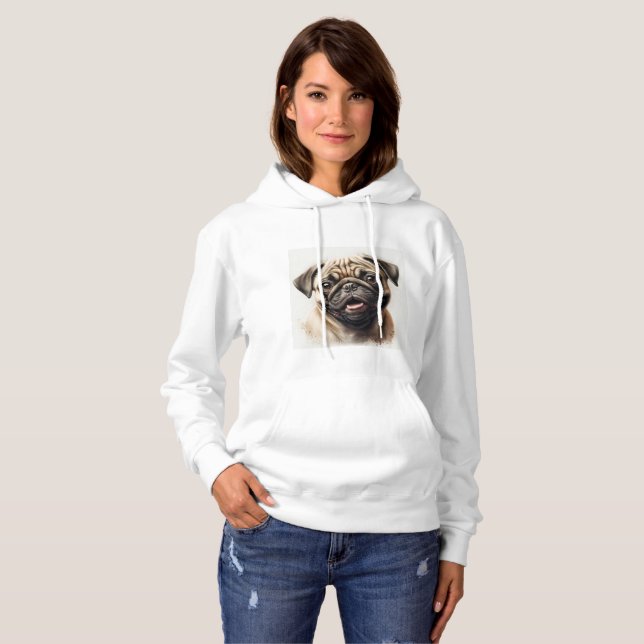 Personalised Pet Photo Dog Lover Keepsake Pug dog Hoodie (Front Full)