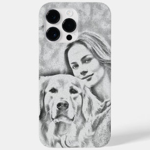 Personalised Pet Photo Dog Lover pencil drawig Case-Mate iPhone 14 Pro Max Case