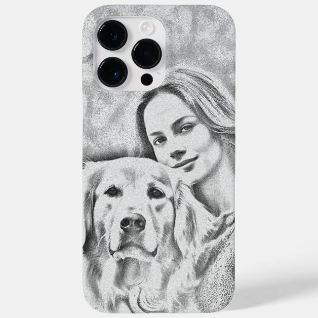 Personalised Pet Photo Dog Lover pencil drawig Case-Mate iPhone Case (Back)