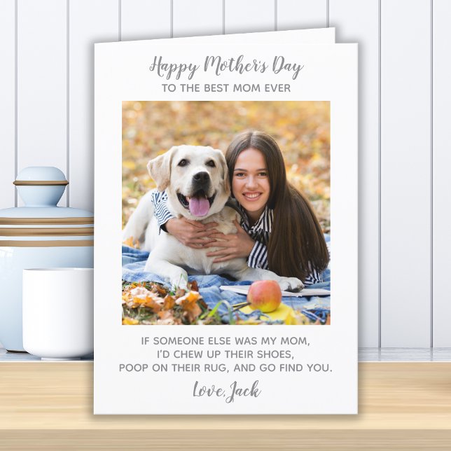 Personalised Pet Photo Dog Mum Mothers Day  Holiday Card (Creator Uploaded)