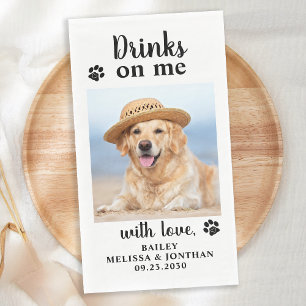 Personalised Pet Photo Drinks On Me Dog Wedding Napkin