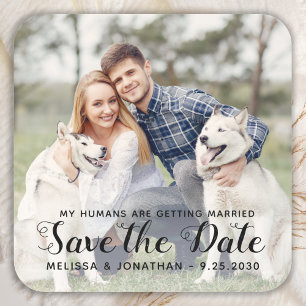 Personalised Pet Photo Engagement Dog Wedding  Square Sticker