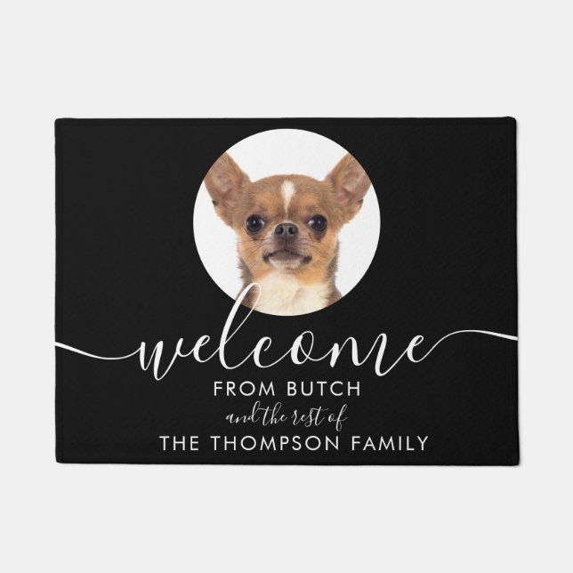 Personalised Pet Photo Family Name Doormat (Front)