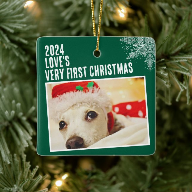 Personalised Pet Photo First Christmas Custom Ceramic Ornament (Tree)
