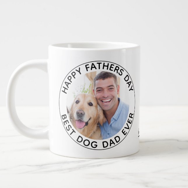 Personalised Pet Photo Happy Father's Day Dog Dad Large Coffee Mug (Left)