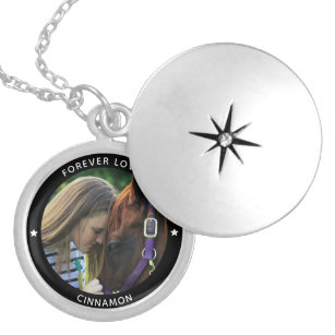 Personalised Pet Photo Horse Equestrian Name Star Locket Necklace