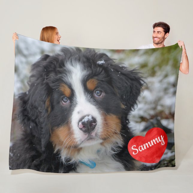 Personalised Pet Photo Keepsake Dog Memorial Fleece Blanket (In Situ)