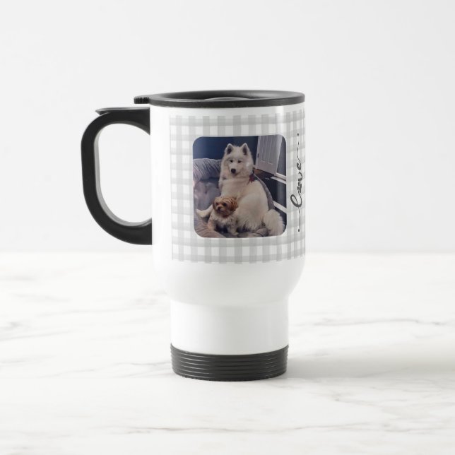 Personalised Pet Photo Love Paw Print Travel Mug (Left)