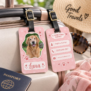 Personalised Pet Photo Luggage Tag Custom Dog Name