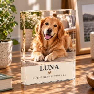 Personalised Pet Photo & Name Acrylic Photo Block