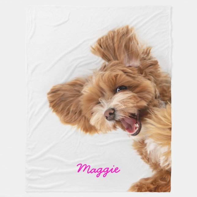 Personalised Pet Photo & Name Fleece Blanket (Front)