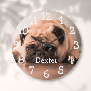 Personalised Pet Photo Name Large Clock