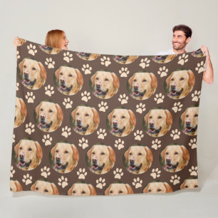 Personalised Pet Photo Pattern Dog Brown Fleece Blanket