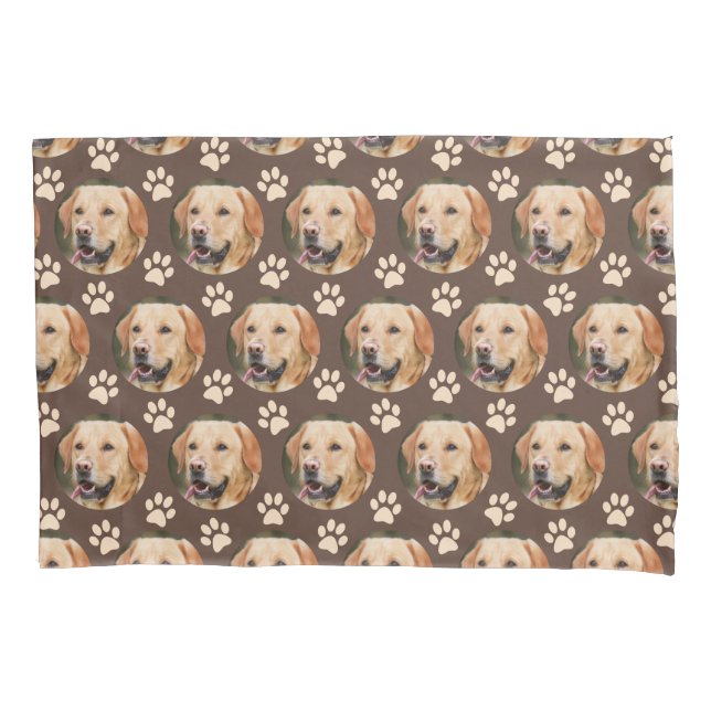 Personalised Pet Photo Pattern Dog Brown Pillowcase (Front)