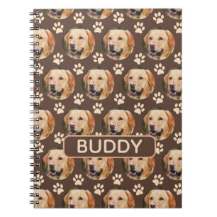 Personalised Pet Photo Pattern Dog Name Notebook