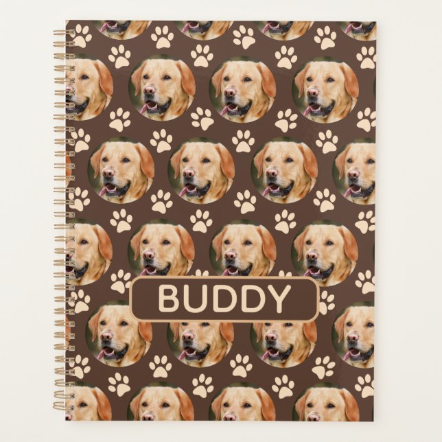 Personalised Pet Photo Pattern Dog Name Planner (Front)