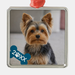 Personalised Pet Photo Paw Print Metal Tree Decoration