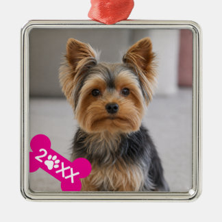 Personalised Pet Photo Paw Print Metal Tree Decoration
