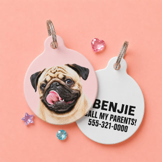 Personalised Pet Photo Portrait Dog Cat Tag