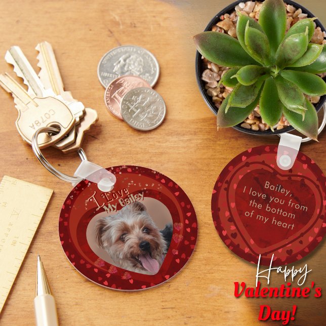 Personalised Pet Photo Red Keepsake Key Ring (Personalized Pet Photo Red Keepsake Keychain)