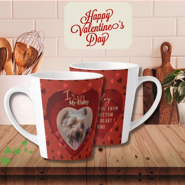 Personalised Pet Photo Red Keepsake Latte Mug (Personalized Pet Photo Red Keepsake Latte Mug)