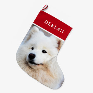 Personalised Pet Photo Red Large Christmas Stocking